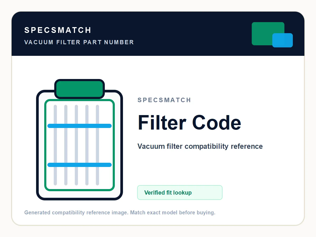 Vacuum filter product image showing part number Filter Code